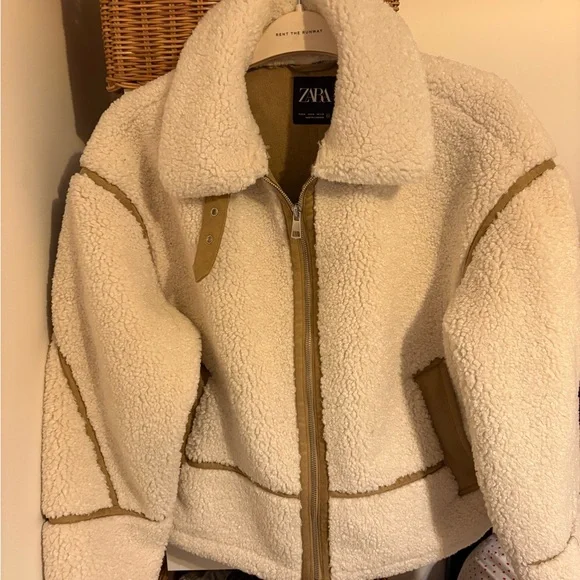 Zara Women's Cream Teddy Jacket - Picture 1 of 2